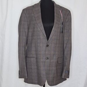 Tommy Hilfiger NWT THFLEX Modern Fit Brown Plaid Sport Coat - Size 44L